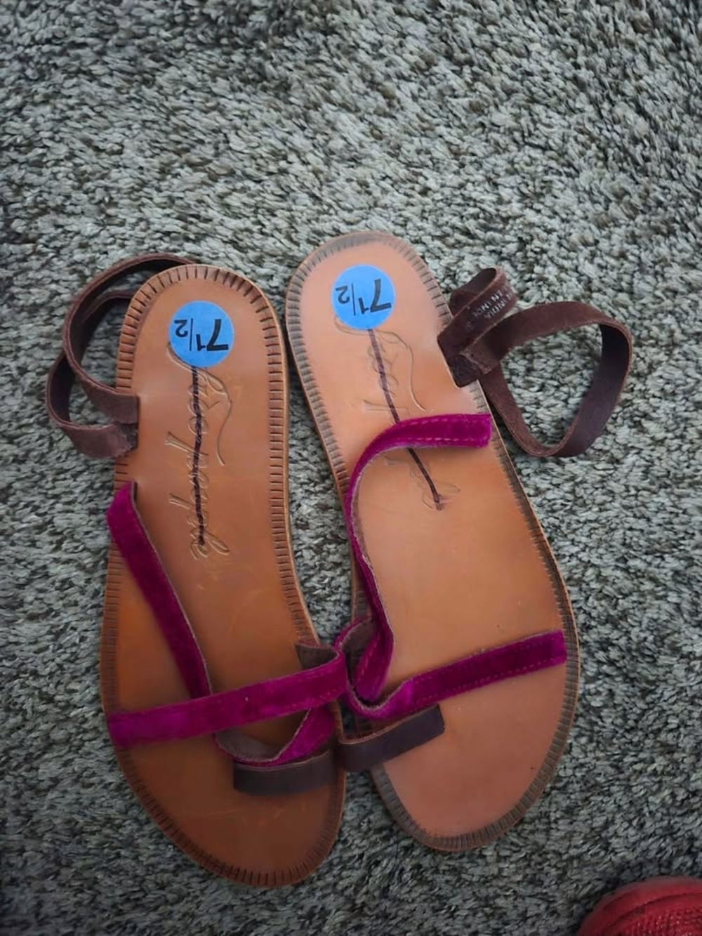 Free People Velvet Strappy Sandals in Burgundy and Brown